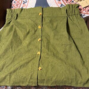 SHEIN Green Button-Front A-Line Skirt